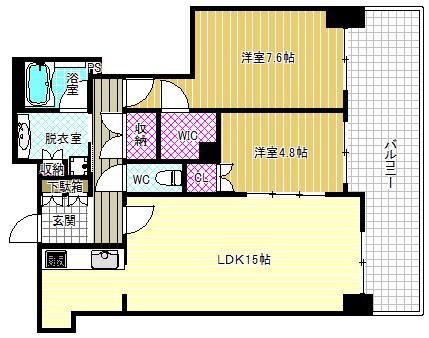 ザセントラルマークタワー(2LDK/26階)の間取り写真
