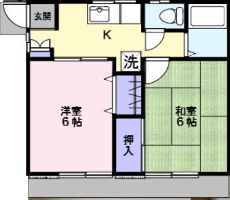 野島ハイツ(2K/1階)の間取り写真