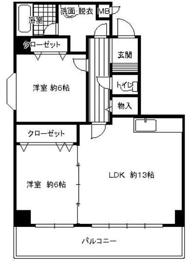 ウィステリア谷町(2LDK/3階)の間取り写真