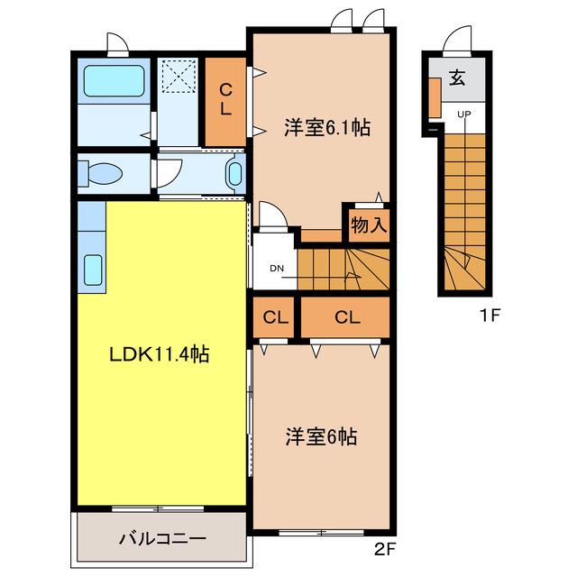 ユイマーレ(2LDK/2階)の間取り写真