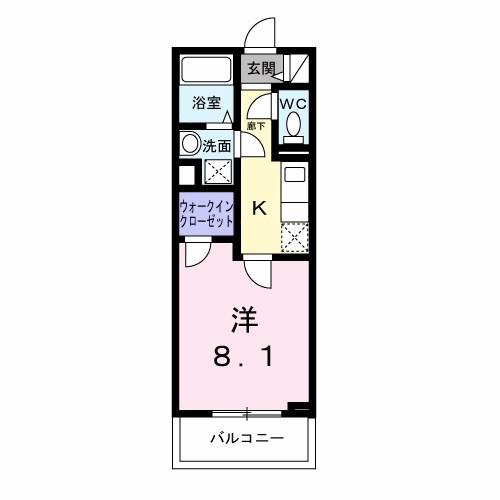 ヒカルサ神戸王塚台2(1K/2階)の間取り写真