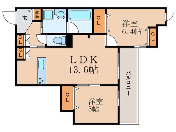 空彩ヒルズ(2LDK/3階)の間取り写真