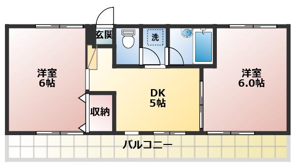 レジデンス日広(2DK/3階)の間取り写真