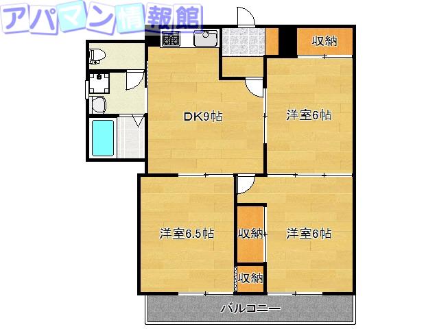 笹口グリーンハイツ(3DK/4階)の間取り写真