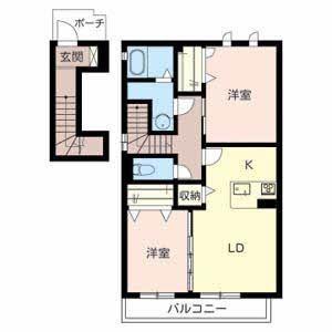 NENE羽衣(2LDK/2階)の間取り写真