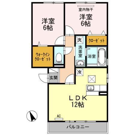 ルベール曙A(2LDK/2階)の間取り写真