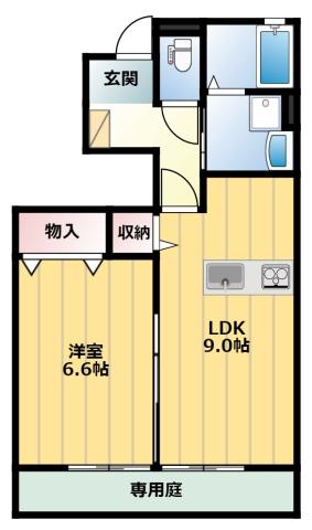 シェボンII(1LDK/1階)の間取り写真