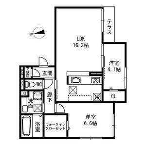 PASSARO GRANDE桃ヶ池(2LDK/2階)の間取り写真