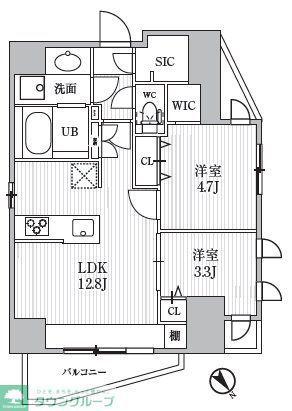 S-RESIDENCE目黒大岡山BRESA(2LDK/7階)の間取り写真