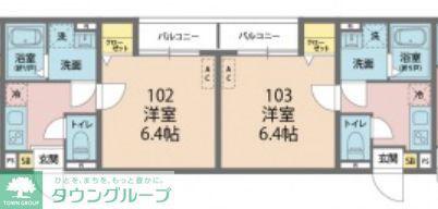 カインドネス厚木幸町(1K/3階)の間取り写真