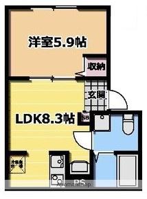 VILLA SOLANA(1LDK/1階)の間取り写真