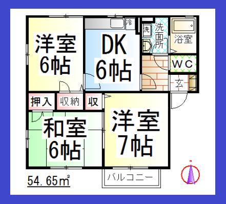 AH スクエア中央林間1(3DK/2階)の間取り写真