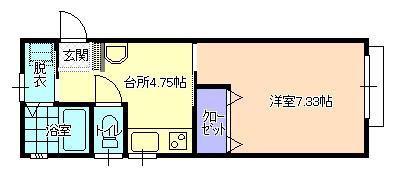 ウェーブB(1K/1階)の間取り写真