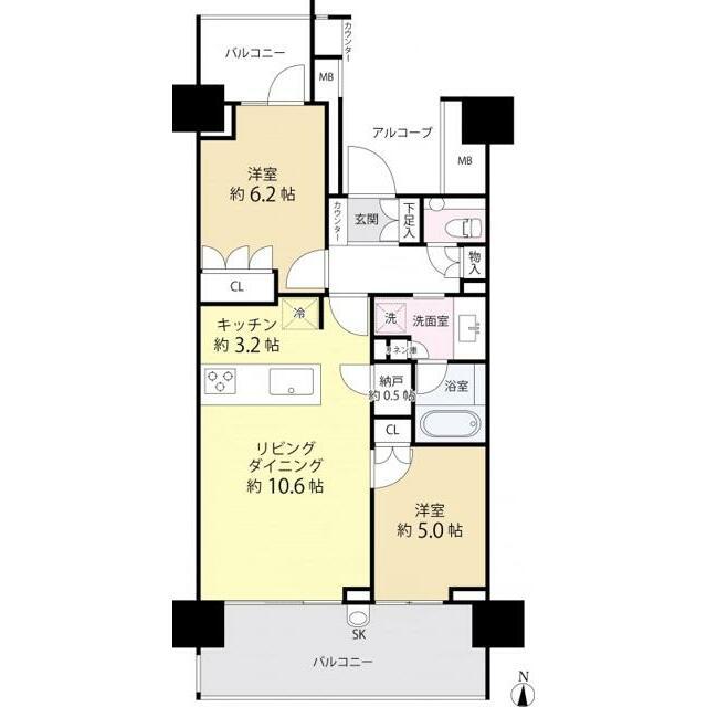 グランドメゾン神楽坂 部屋番号1003(2LDK/10階)の間取り写真