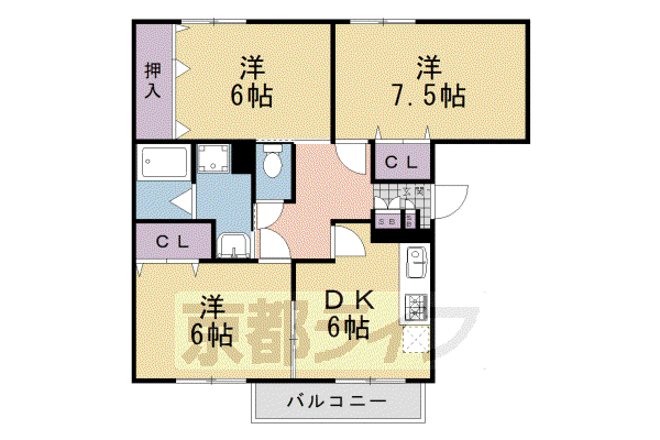 ヒルサイド幸水弐番館(3DK/1階)の間取り写真