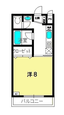 フルーレ伊勢(1K/1階)の間取り写真