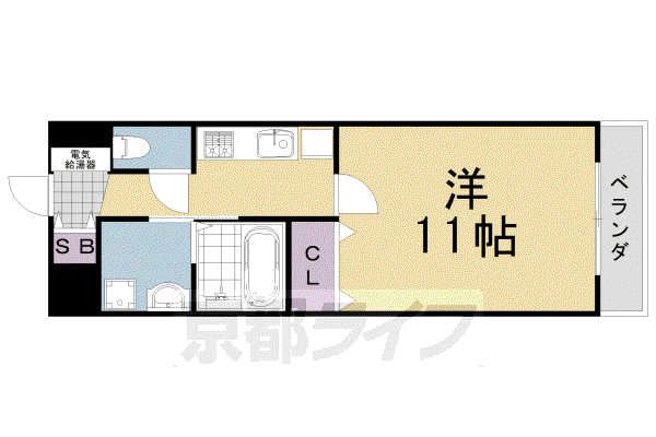 レシベ保原II(1K/3階)の間取り写真