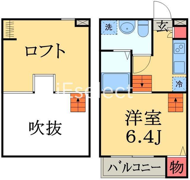 アンビエンテ千葉ウエスト館(1K/2階)の間取り写真