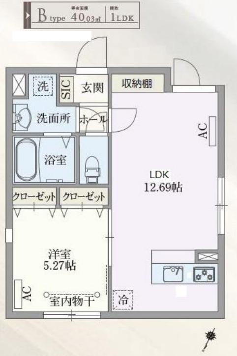 PASEO目黒II(1LDK/1階)の間取り写真