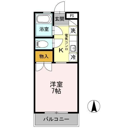 ELRVER(1K/2階)の間取り写真