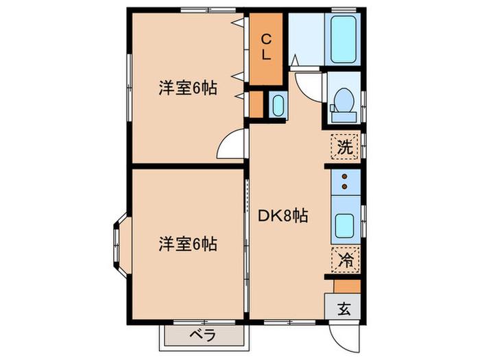 HILLS K(2DK/1階)の間取り写真