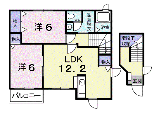 パストラル広貴C(2LDK/2階)の間取り写真