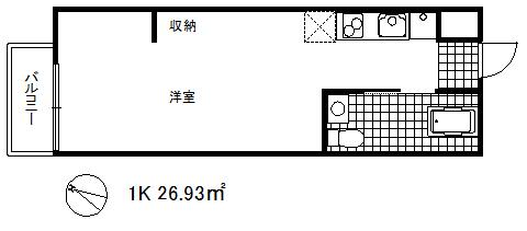 クレセンティア神戸・北野(1K/2階)の間取り写真