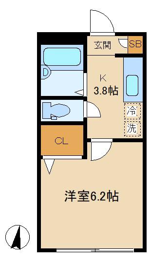メゾンヒル(1K/1階)の間取り写真