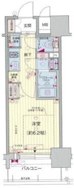 プレサンスタワー北浜(1K/9階)の間取り写真