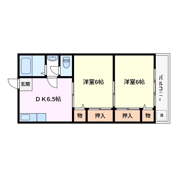 國井ハイツ(2DK/4階)の間取り写真
