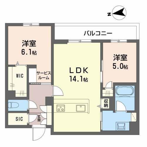 シャーメゾンフィセル(2LDK/2階)の間取り写真