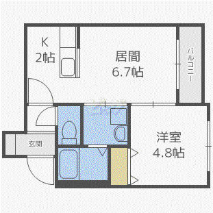 オルフィーク(1LDK/4階)の間取り写真