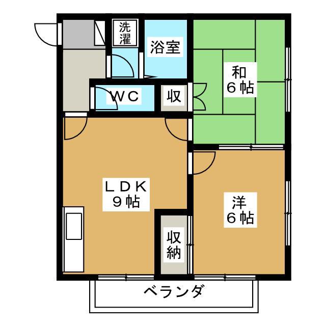 ガーデンヴィレッジ二番館(2LDK/2階)の間取り写真