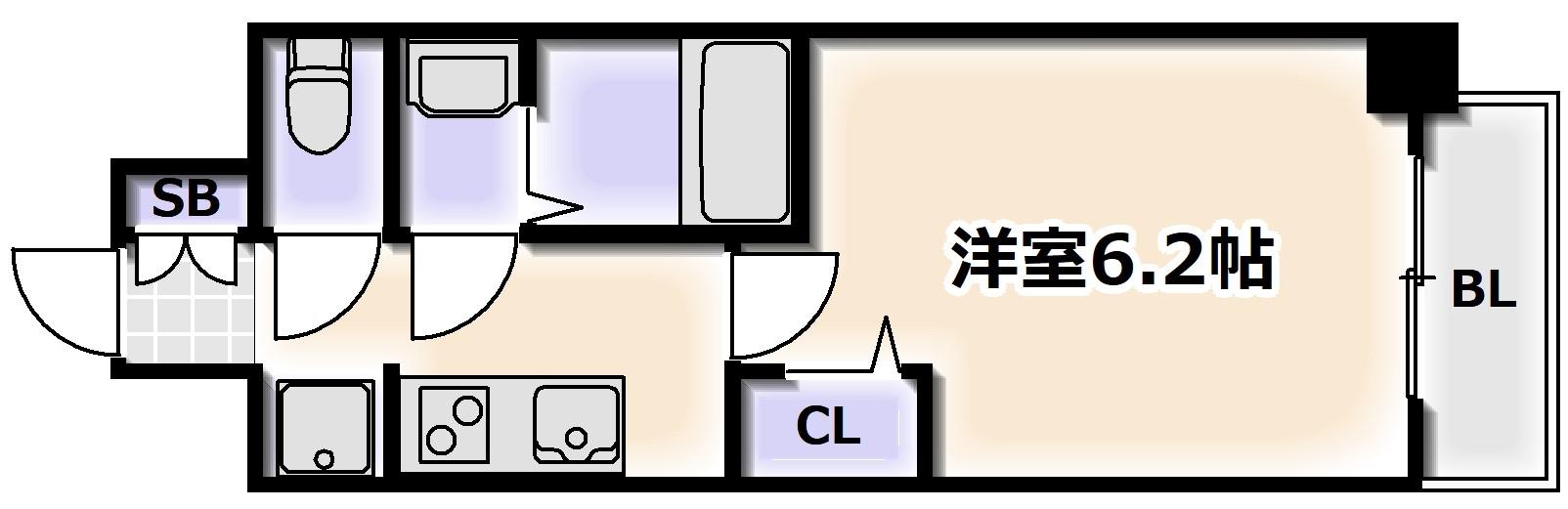 ファステート難波ラグジュ(1K/7階)の間取り写真