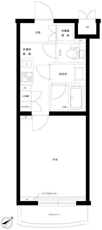 ルーブル駒沢大学参番館(1K/2階)の間取り写真