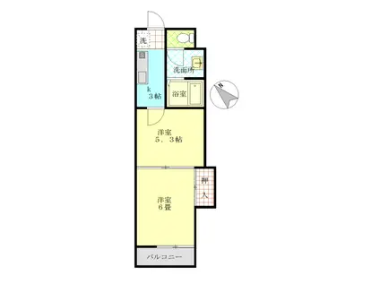 南仙台ハイツI(2K/2階)の間取り写真