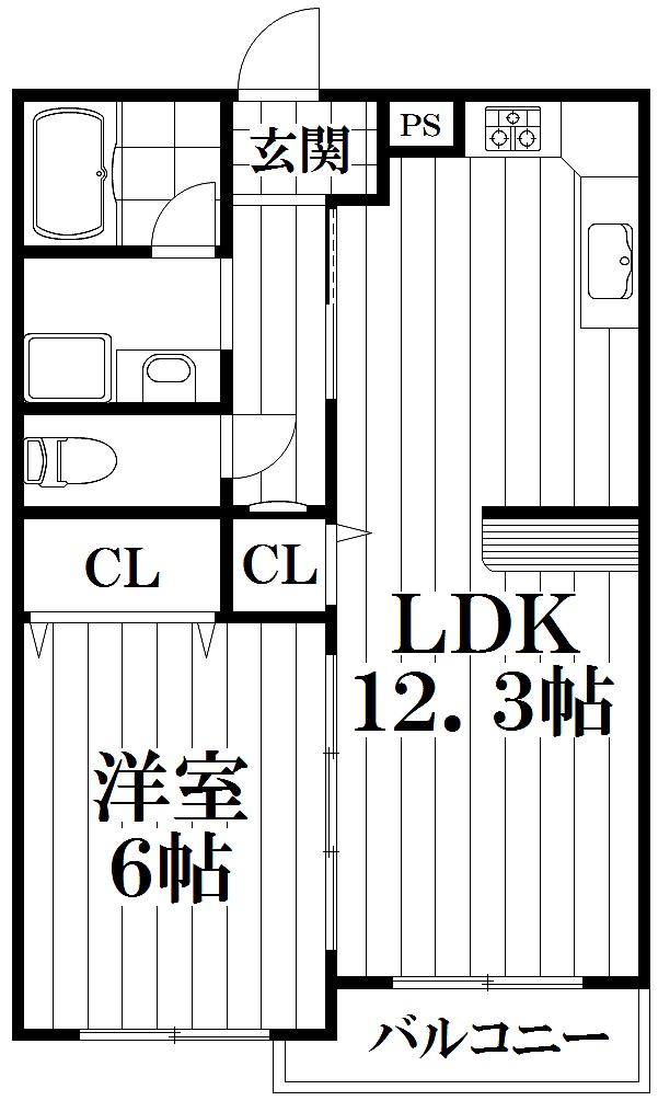 ファミール吉田II(1LDK/5階)の間取り写真