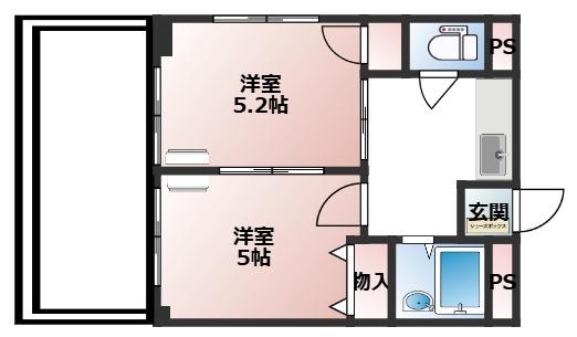 TMハウス(2K/4階)の間取り写真