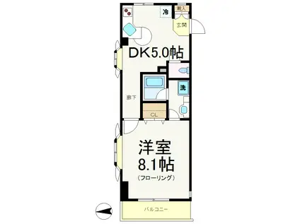 メゾンドアミー大谷口(1DK/2階)の間取り写真