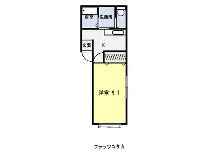 フラッツユタカ(1K/1階)の間取り写真