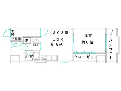 エイトハイツ(1DK/2階)の間取り写真