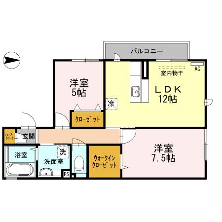 グランシエル(2LDK/2階)の間取り写真