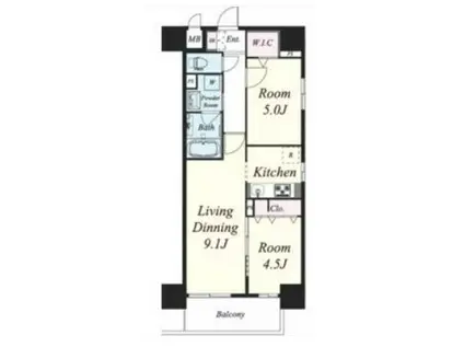 ルボワ天満橋(2LDK/10階)の間取り写真