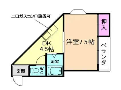 ベル桜井(1K/3階)の間取り写真