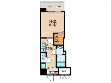 ギャラクシー南福岡駅前(1K/4階)の間取り写真