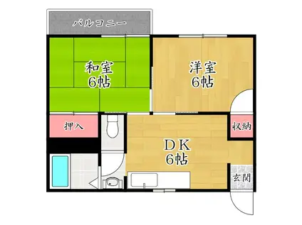 藤マンション(2DK/2階)の間取り写真