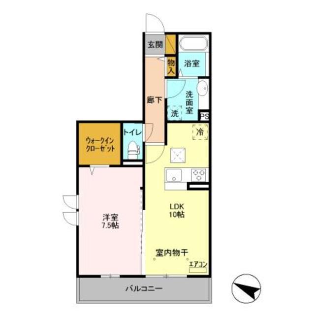 ソラーレ壱番館(1LDK/3階)の間取り写真