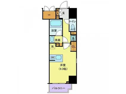 ロイジェントパークス千葉中央(ワンルーム/7階)の間取り写真