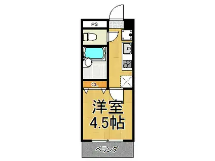 マンション宮本(1K/4階)の間取り写真