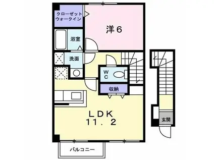 ウィッシュII(1LDK/2階)の間取り写真